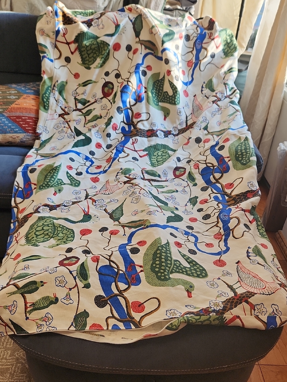 Svenskt Tenn Josef Frank "Green Birds" Linen Daybed Doublesided Matrass Cover
